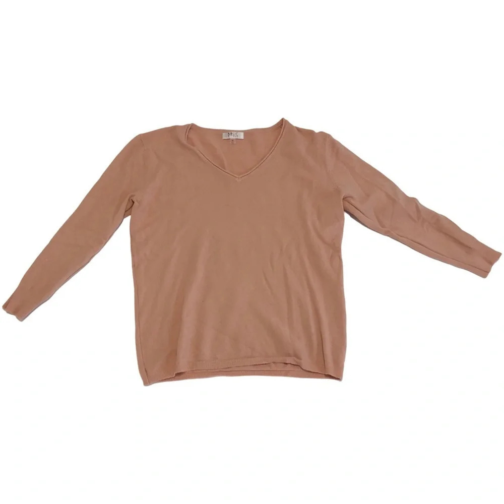 NWOT Soft Pastel Peach V-Neck  Sweater Size M Balletcore Casual Office Classic
